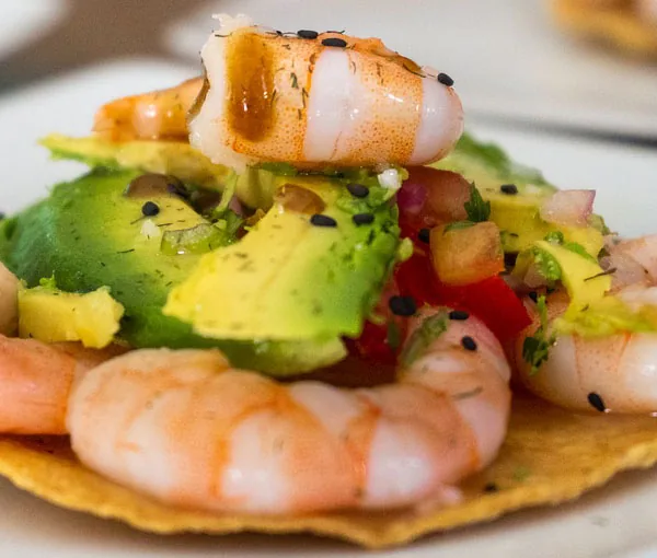 Shrimp ceviche tostada